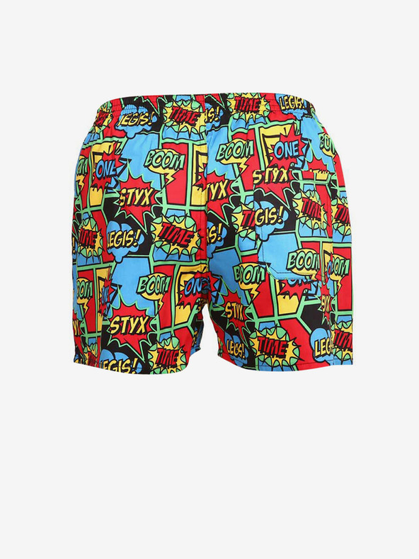 Styx Modré a červené dámske vzorované šortky na spanie Styx boom