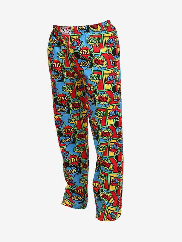 Styx Modré a červené vzorované nohavice na spanie Styx boom