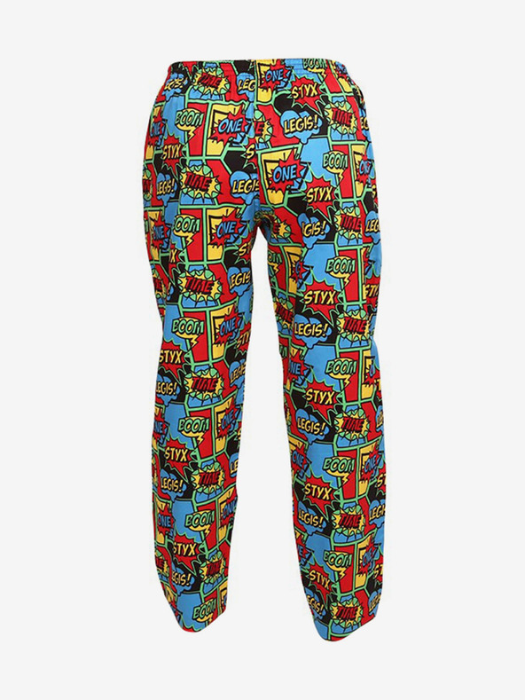 Styx Modré a červené vzorované nohavice na spanie Styx boom