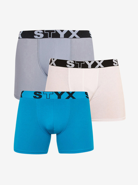 Styx Sada troch kusov - pánske boxerky Styx dlhé športové elastické pestrofarebné