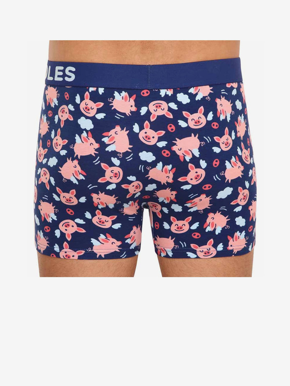 Dedoles Tmavomodré veselé pánske boxerky Dedoles Lietajúce prasiatka