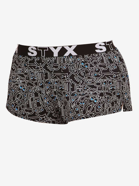 Styx Dámske športové šortky Styx art gumené doodle