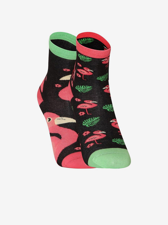 Dedoles Ružovo-čierne detské veselé ponožky Dedoles Flamingos