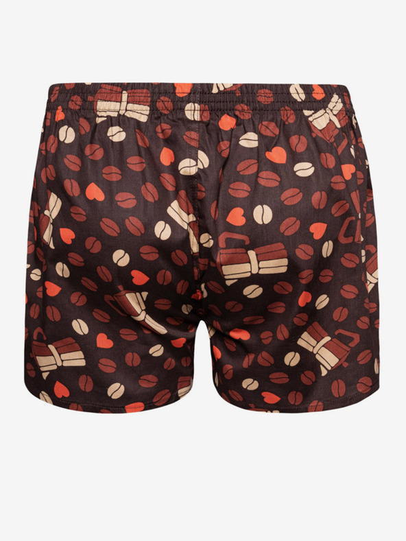 Dedoles Hnedé pánske vzorované veselé trenírky Dedoles Coffee love