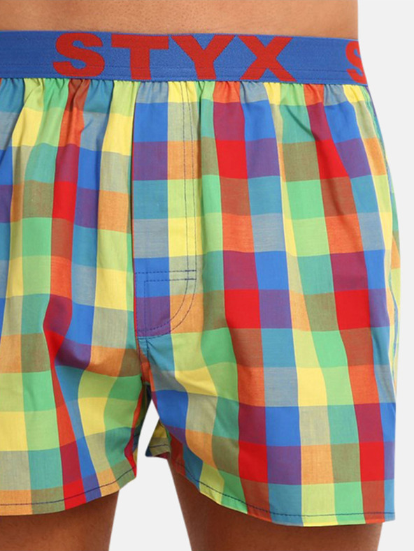 Styx Červené a zelené pánske károvane šortky Styx