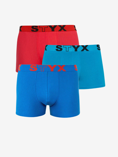 Styx Súprava troch kusov - pánske boxerky Styx športové elastické pestrofarebné