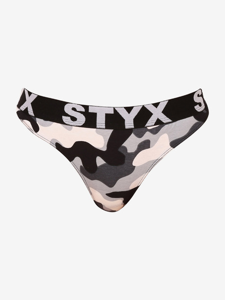 Styx Čiernošedé dámske armádne tangá Styx art camouflage