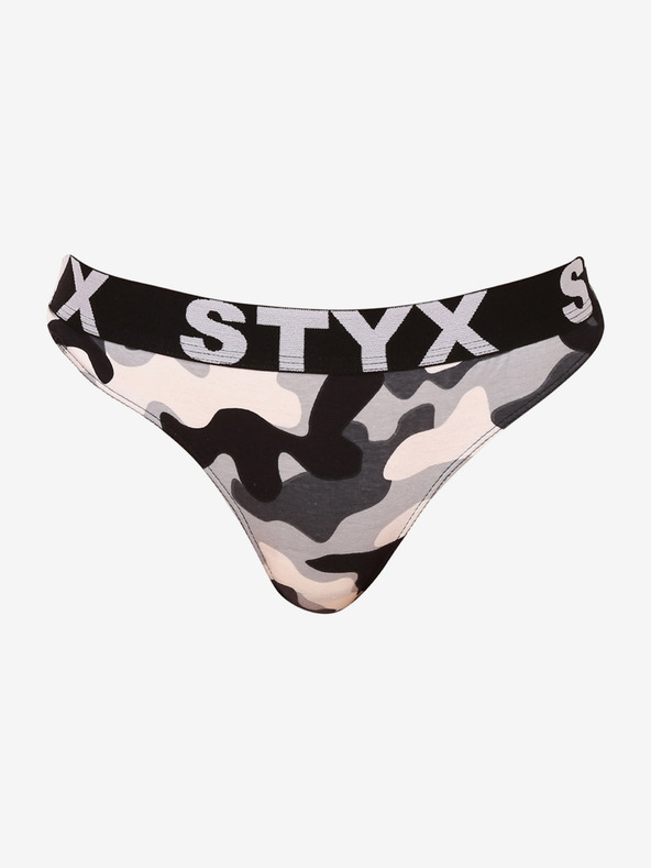 Styx Čiernošedé dámske armádne tangá Styx art camouflage