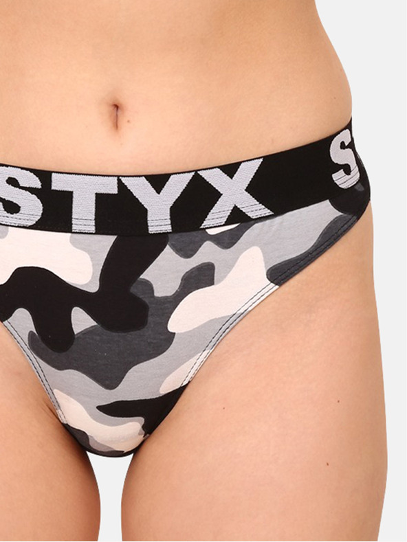 Styx Čiernošedé dámske armádne tangá Styx art camouflage