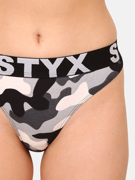 Styx Čiernošedé dámske armádne tangá Styx art camouflage