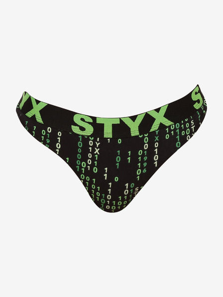 Styx Čierno-zelené dámske vzorované tangá Styx art Kód