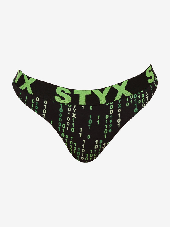 Styx Čierno-zelené dámske vzorované tangá Styx art Kód