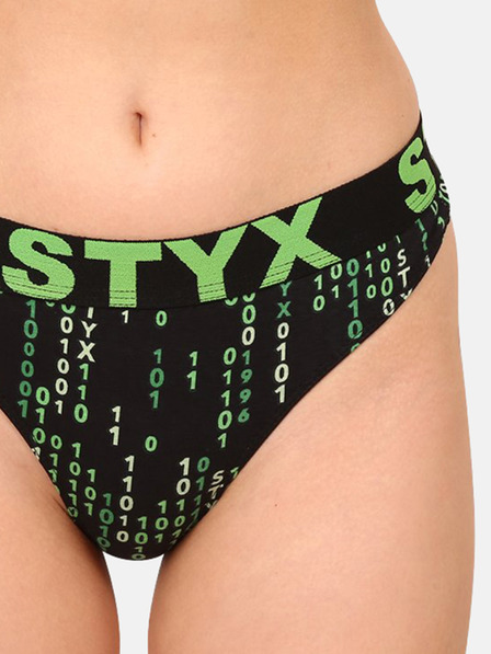Styx Čierno-zelené dámske vzorované tangá Styx art Kód