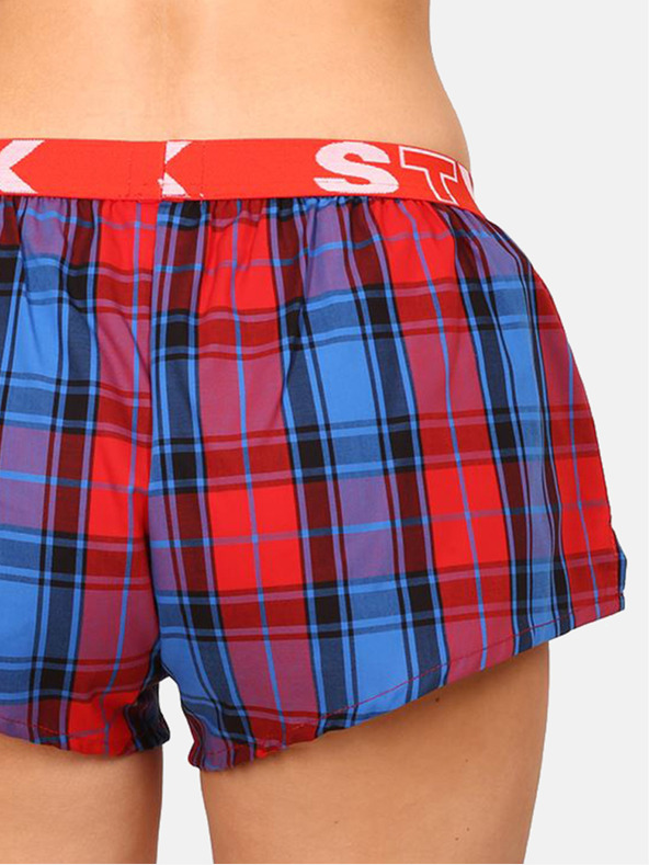 Styx Červené a modré dámske kockované šortky na spanie Styx