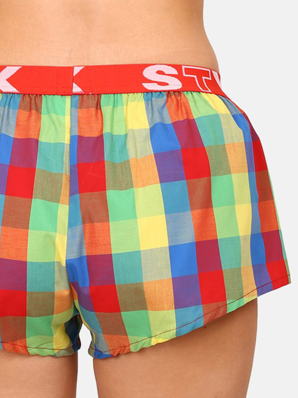 Styx Červené a zelené dámske kockované šortky na spanie Styx