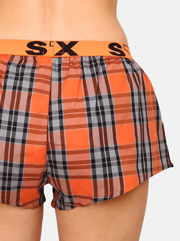 Styx Oranžové dámske kockované šortky na spanie Styx
