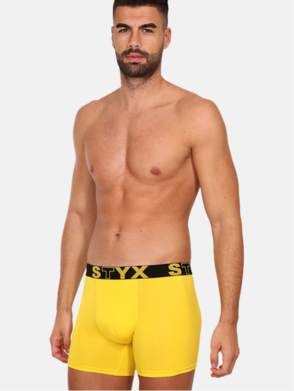 Styx Žlté pánske dlhé boxerky Styx
