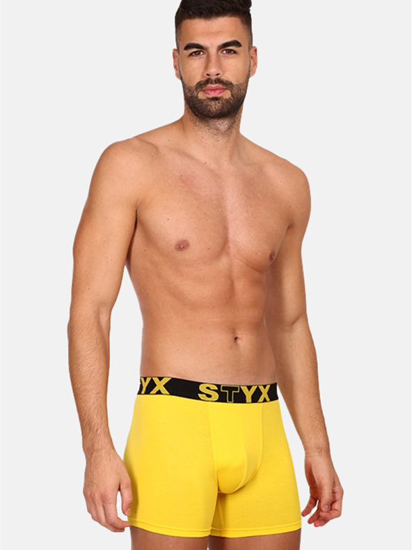 Styx Žlté pánske dlhé boxerky Styx