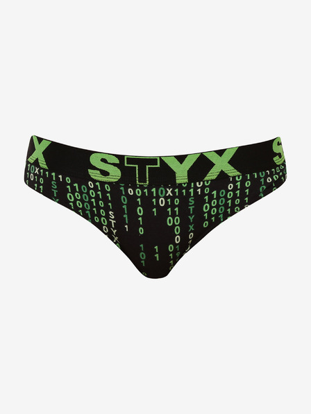 Styx Čierno-zelené dámske vzorované trenírky Styx art Code