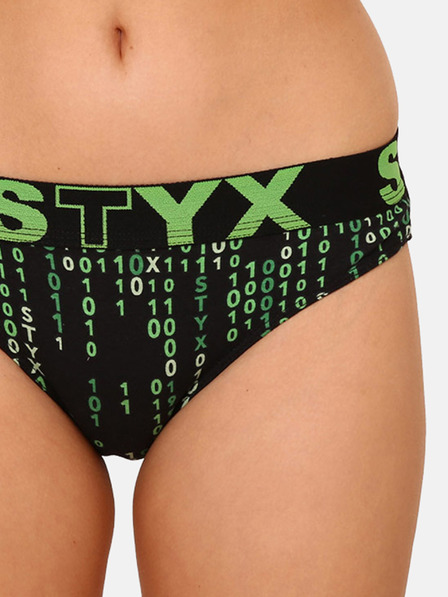 Styx Čierno-zelené dámske vzorované trenírky Styx art Code