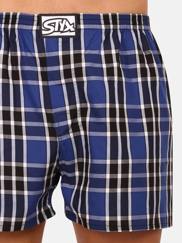 Styx Čierno-modré pánske kockované trenírky Styx classic