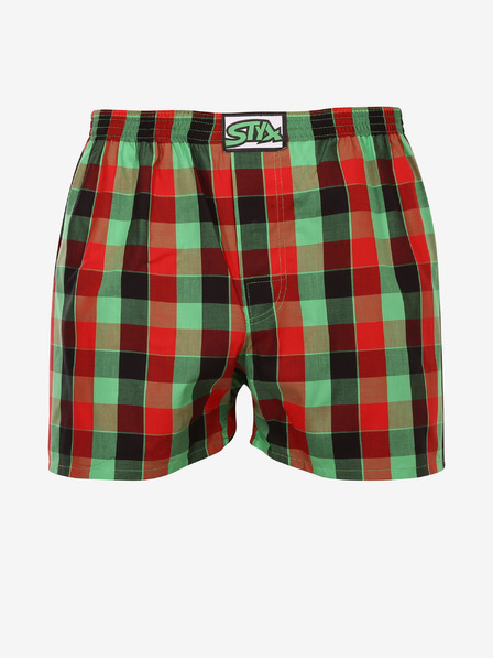 Styx Červené a zelené pánske károvane šortky Styx