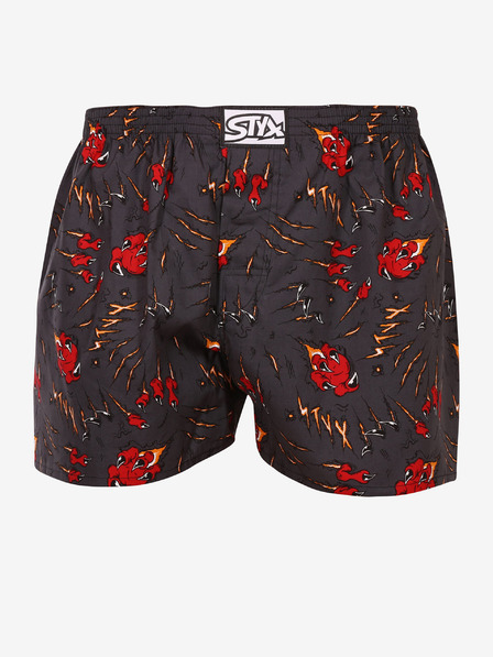 Styx Červené a sivé pánske vzorované šortky Styx art claws