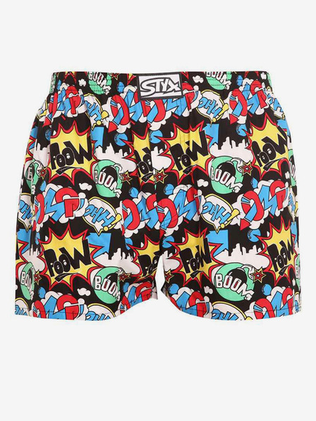 Styx Tyrkysové a čierne pánske vzorované šortky Styx art OMG