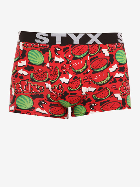 Styx Zeleno-červené pánske vzorované boxerky Styx art Melóny
