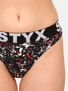 Styx Čierne vzorované dámske tangá Styx art Jáchym