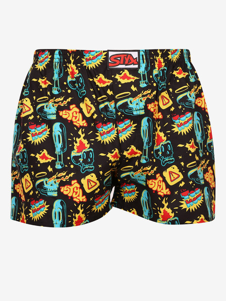 Styx Čierne pánske vzorované šortky Styx art Toohot