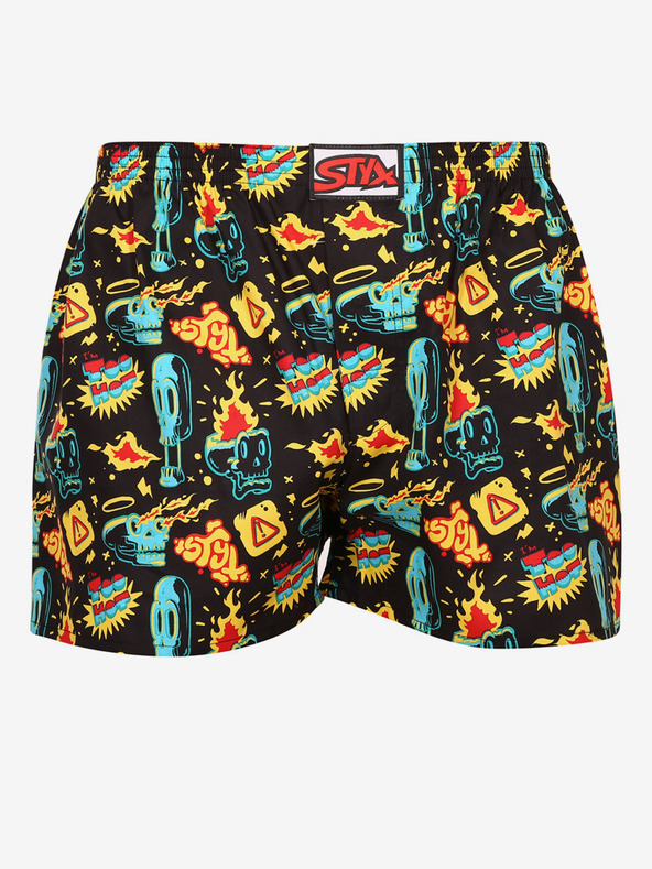 Styx Čierne pánske vzorované šortky Styx art Toohot