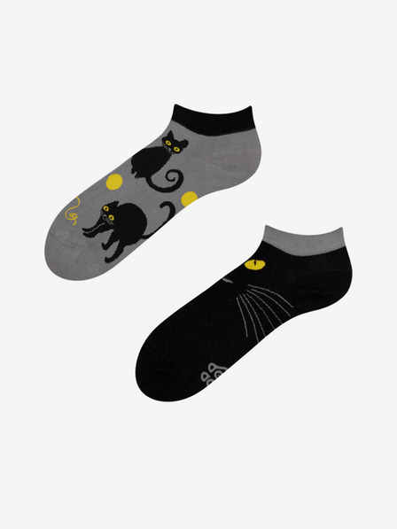Dedoles Čierno-sivé unisex členkové zábavné ponožky Dedoles Cats