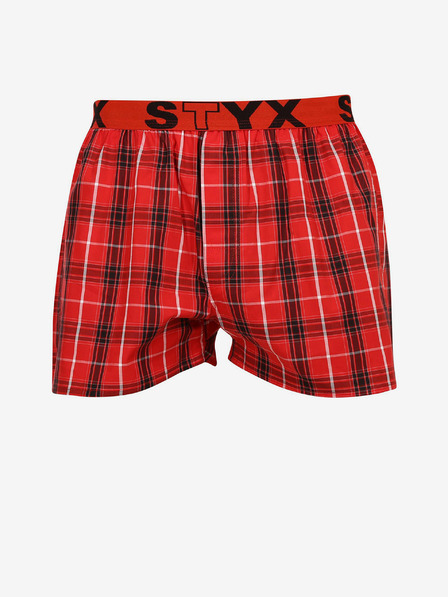 Styx Styx červené pánske kockované šortky