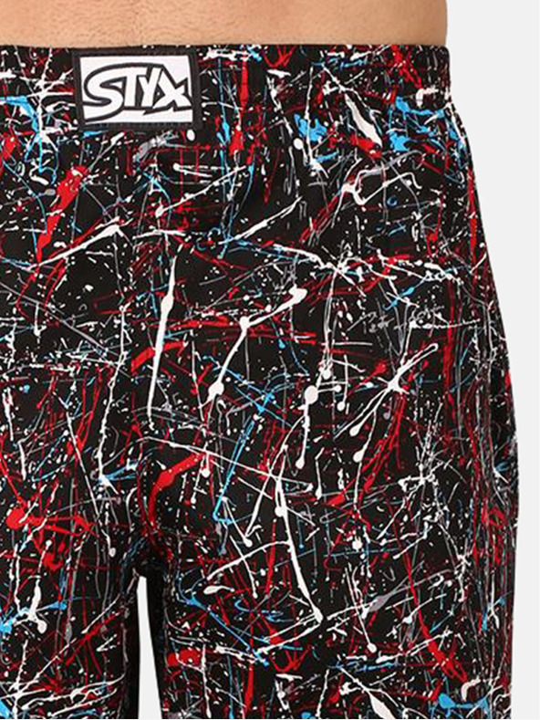 Styx Červeno-čierne pánske pyžamové nohavice Styx Jáchym so vzorom