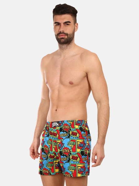 Styx Červeno-modré pánske vzorované šortky Styx premium art Boom