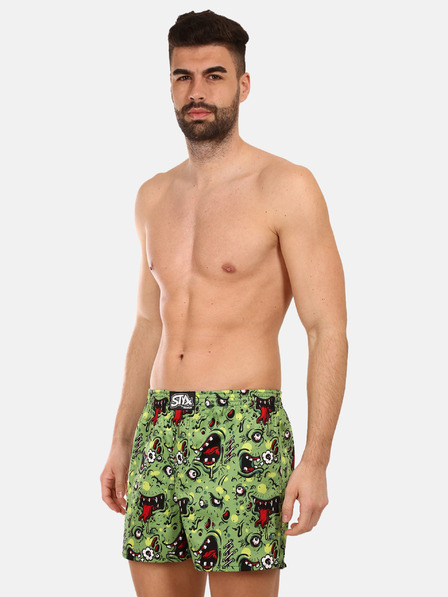 Styx Zelené pánske vzorované šortky Styx premium art Zombie