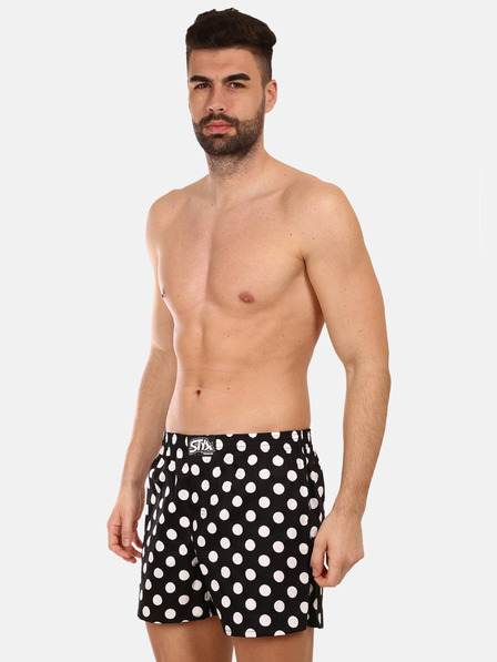 Styx Čierne pánske šortky Styx premium art Polka dots