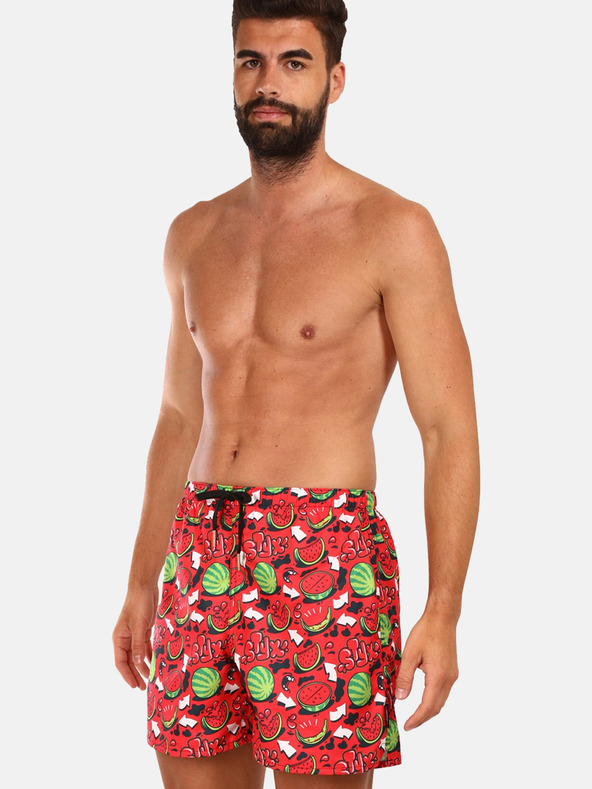 Styx Červené pánske plavky so vzorom melónov Styx