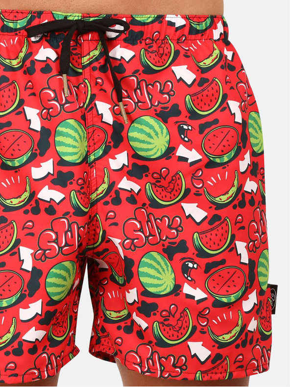 Styx Červené pánske plavky so vzorom melónov Styx