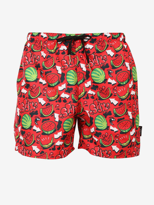 Styx Červené pánske plavky so vzorom melónov Styx