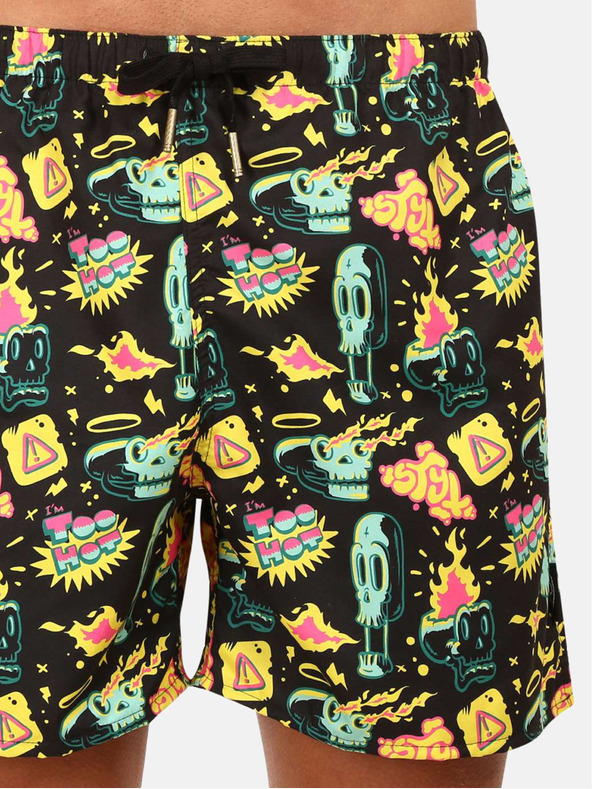 Styx Žlto-čierne pánske vzorované plavky Styx