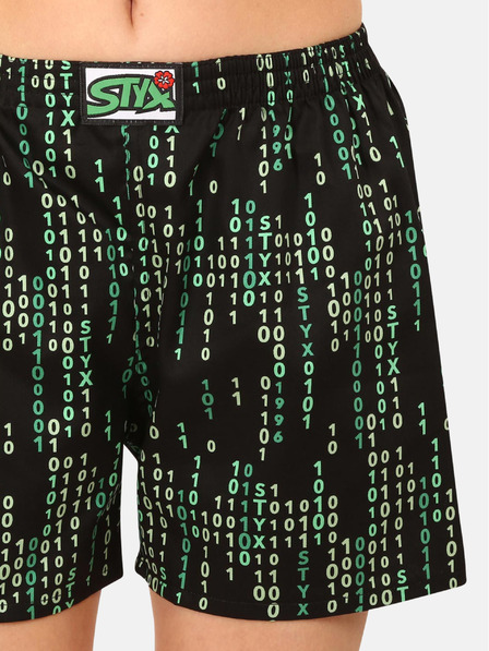 Styx Zeleno-čierne dámske vzorované šortky na spanie Styx Code