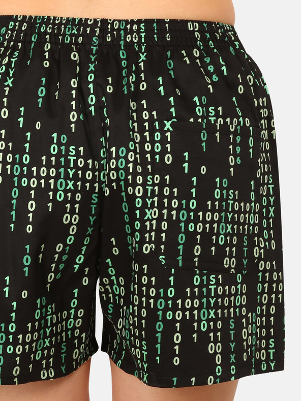 Styx Zeleno-čierne dámske vzorované šortky na spanie Styx Code