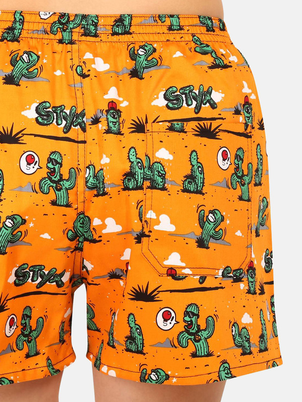 Styx Oranžové dámske vzorované šortky na spanie Styx Cactus