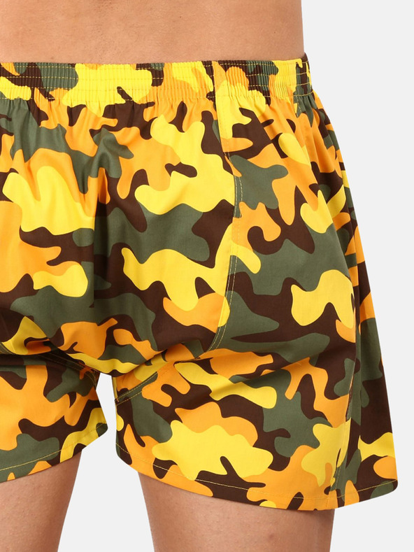 Styx Súprava troch pánskych vzorovaných šortiek na spanie v modrej, žltej a čiernej farbe Styx