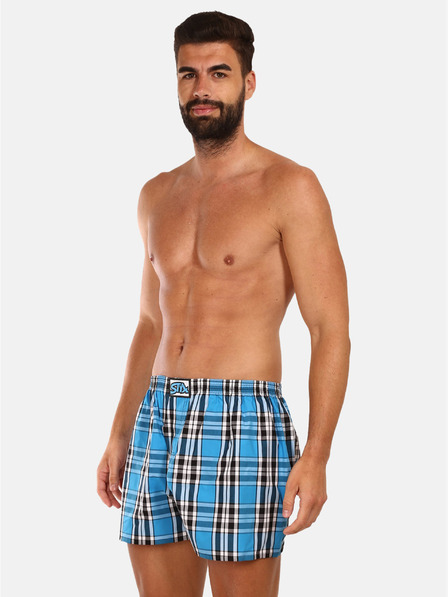 Styx Modré pánske kockované šortky Styx