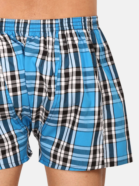 Styx Modré pánske kockované šortky Styx