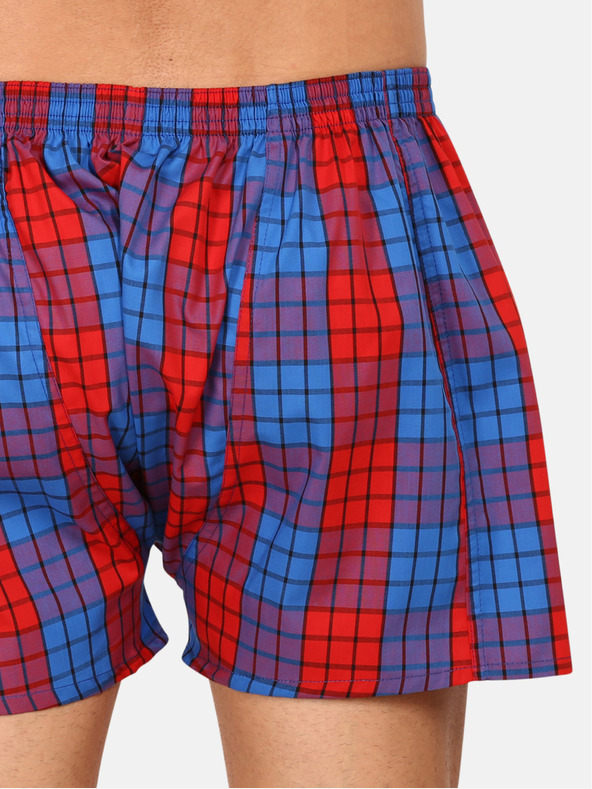 Styx Červené a modré pánske kockované šortky Styx
