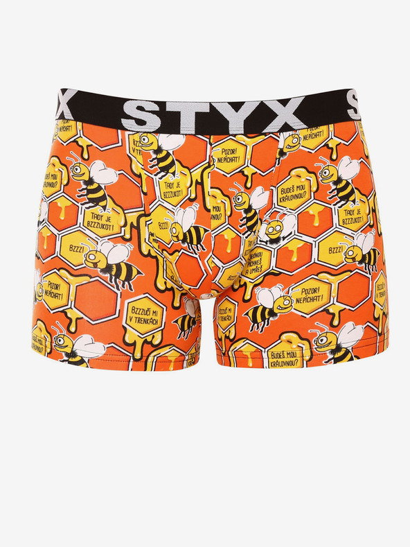 Styx Oranžové pánske vzorované boxerky Styx